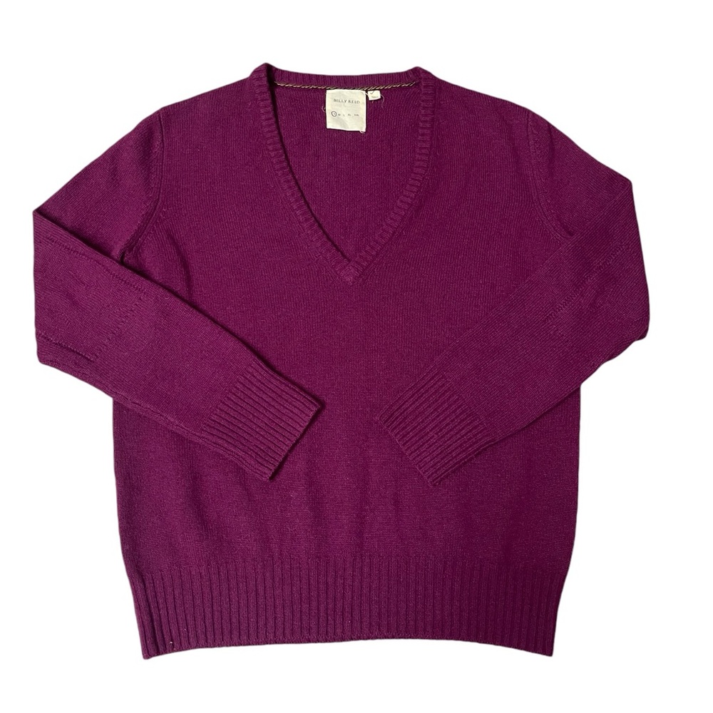 Billy Reid Men’s Size Small Purple Knit Wool Blend Long Sleeve Sweater V Neck